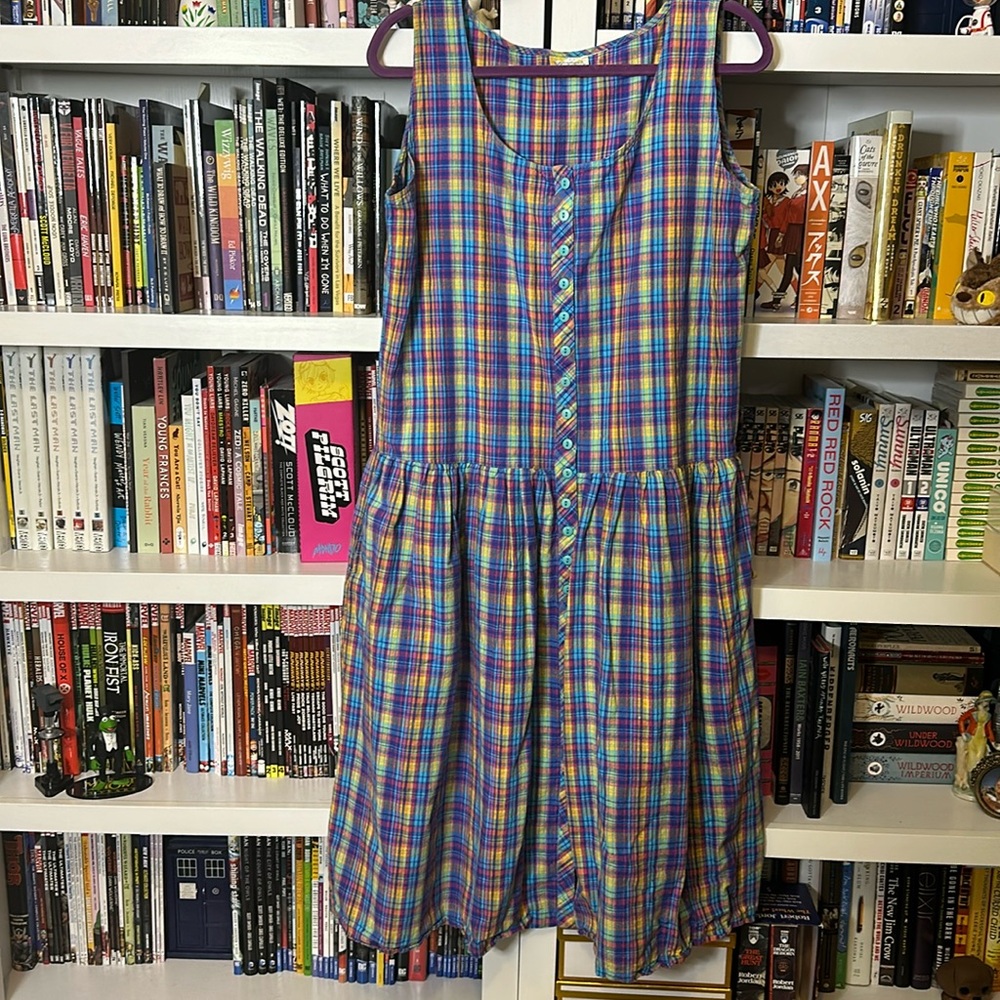 Plaid Neon Pastel Drop Waist Dress